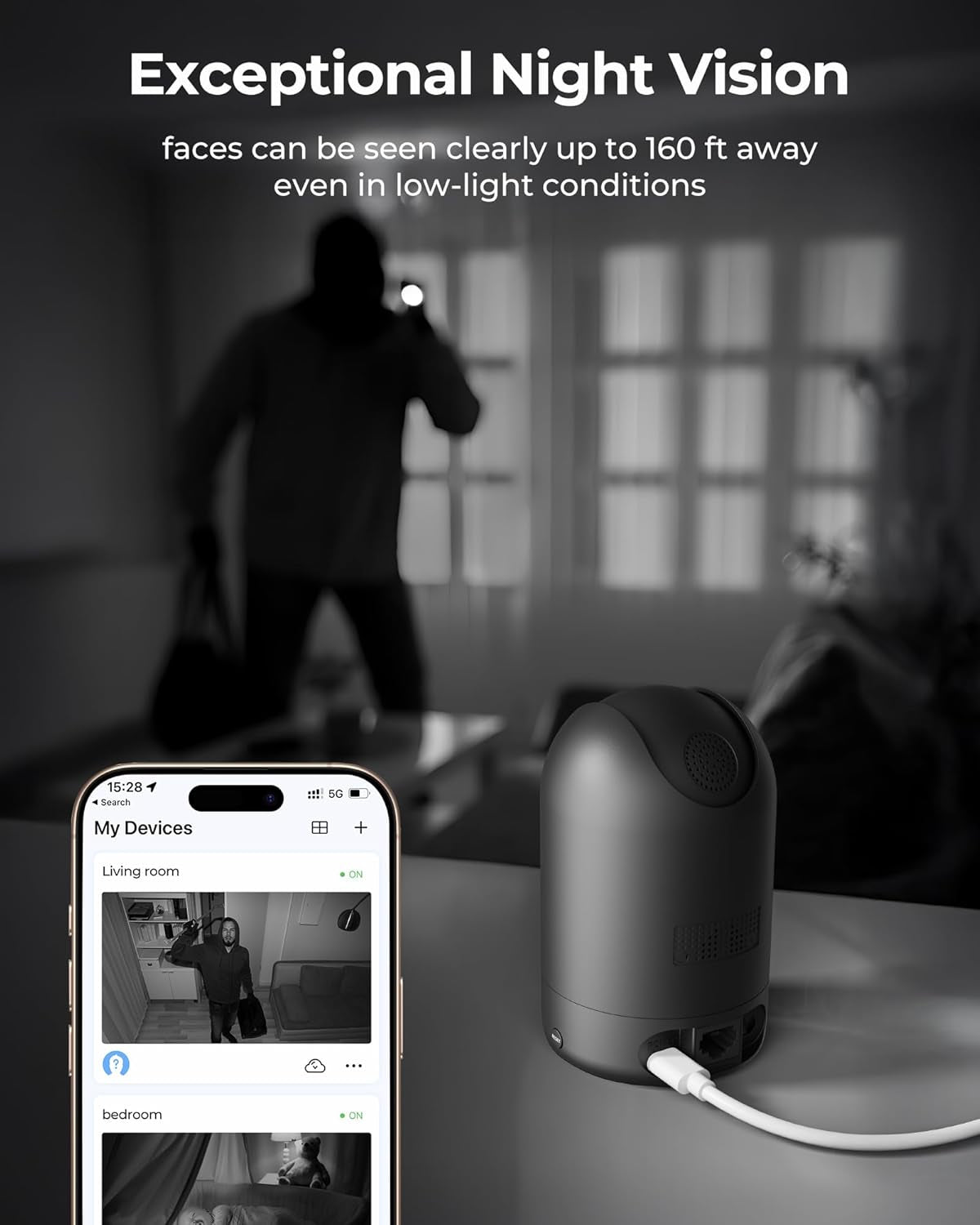 Home Security Camera R4S 4MP Wifi IP Camera,Wireless Baby Monitor with AI Human Detection Sound Detection 33Ft Night Vision 2 Way Audio Camera Compatible with Alexa Black