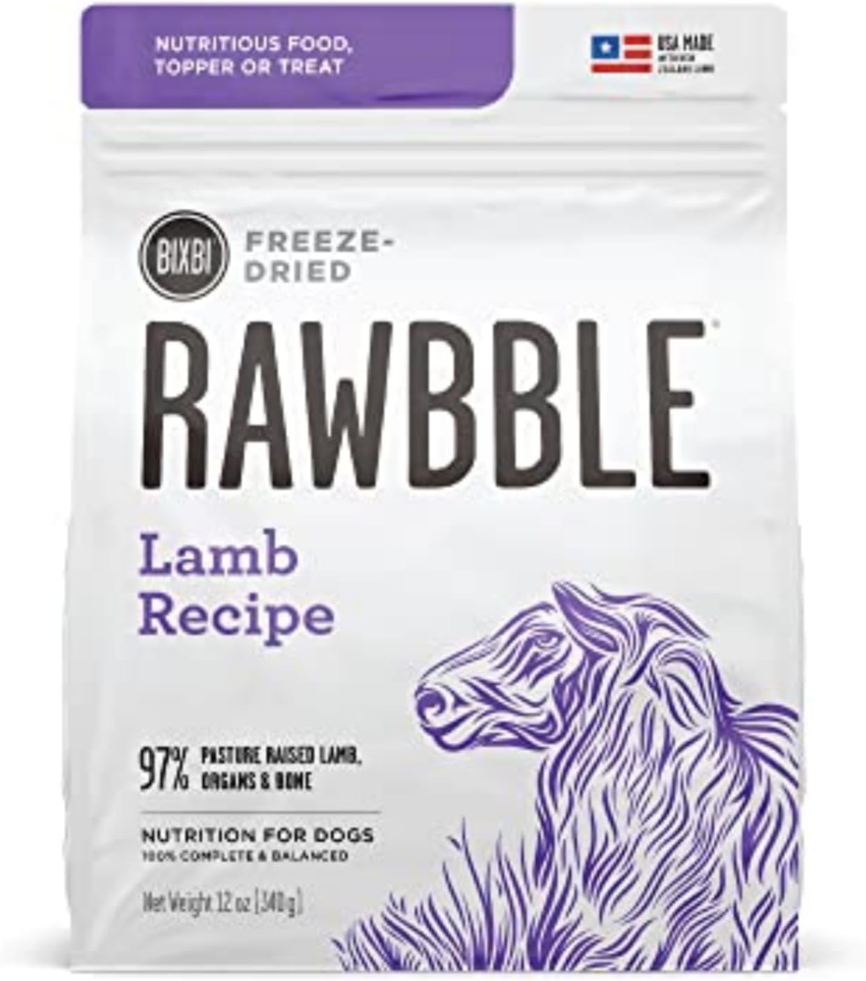 Rawbble Freeze Dried Dog Food, Pork Recipe, 26 Oz - 97% Meat and Organs, No Fillers - Pantry-Friendly Raw Dog Food for Meal, Treat or Food Topper - USA Made in Small Batches