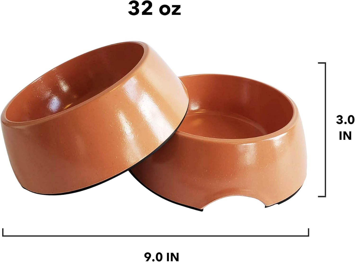 Dog Bowls, Set of 2 Non Skid Bamboo Bowls for Puppies and Dogs, 32Oz Each, Coral