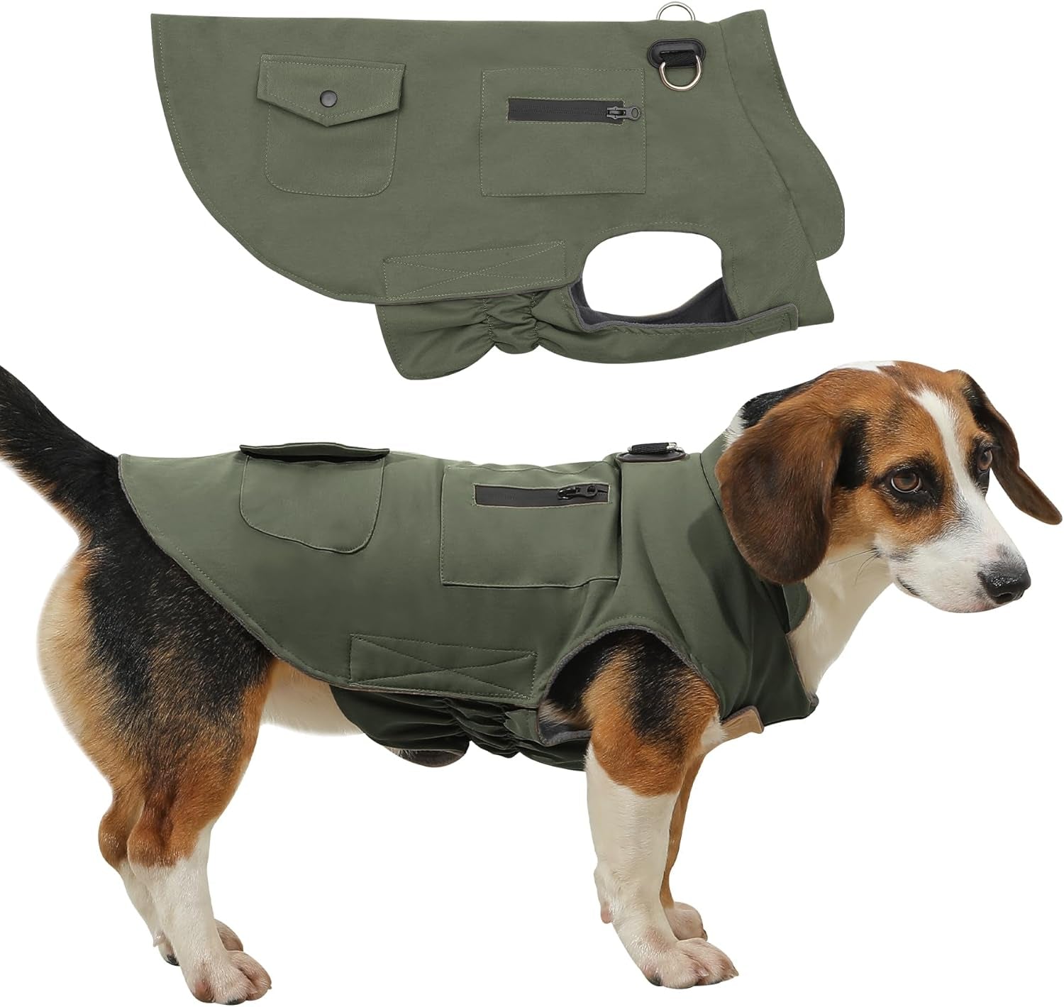 Workwear Style Dog Jacket with Built-in Harness