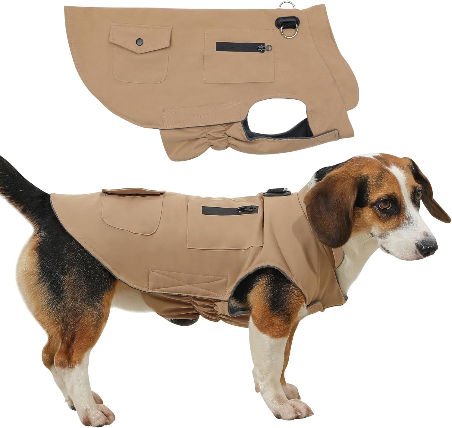 Workwear Style Dog Jacket with Built-in Harness