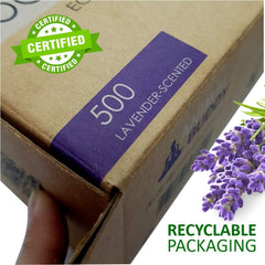 Dog Waste Bags - Disposable Biodegradable Poop Baggies - 12-Micron, No Leak or Odor Doggie Poopy Container - Recyclable Paper Box - 9X13" Roll, Lavender Scented, 500 Pieces