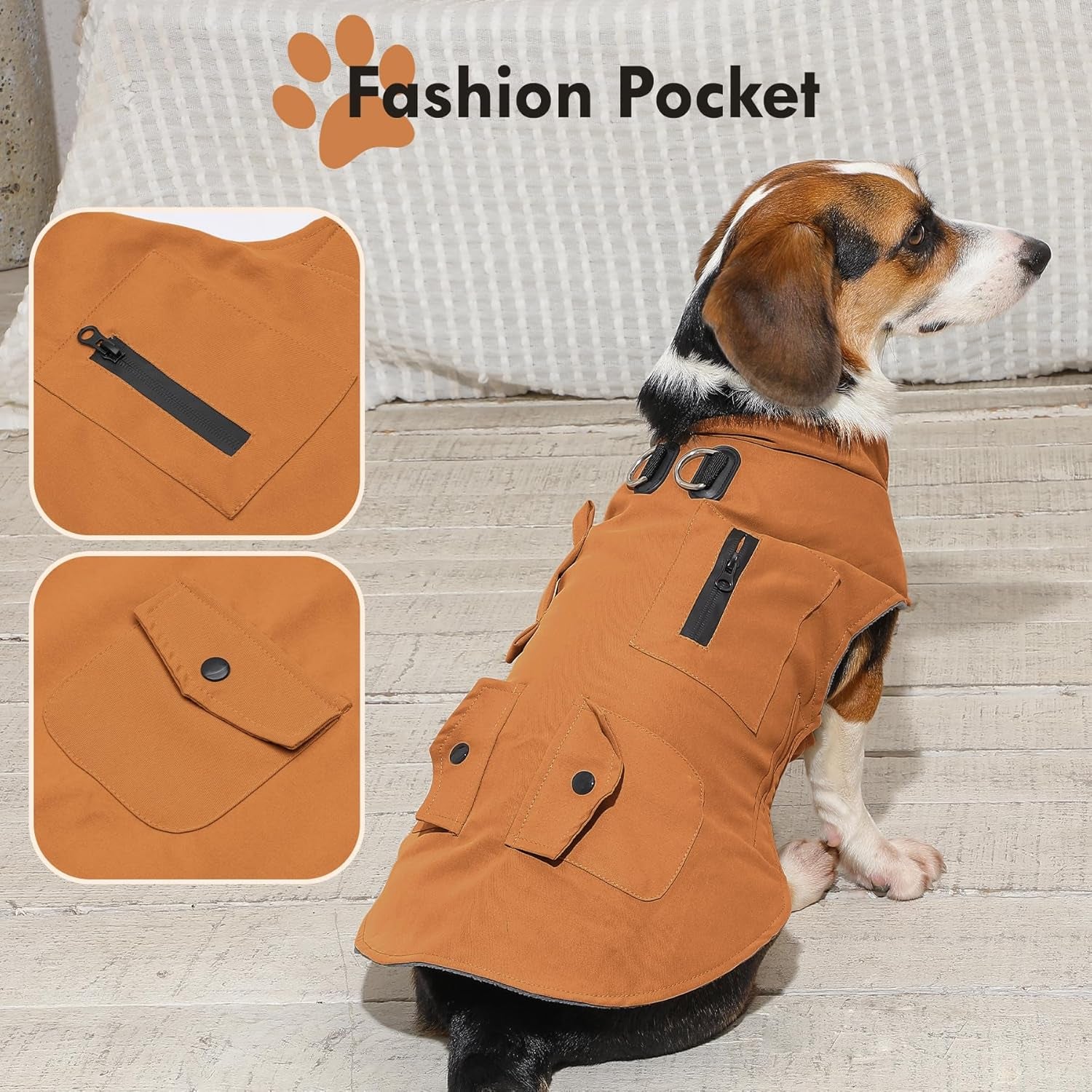 Workwear Style Dog Jacket with Built-in Harness
