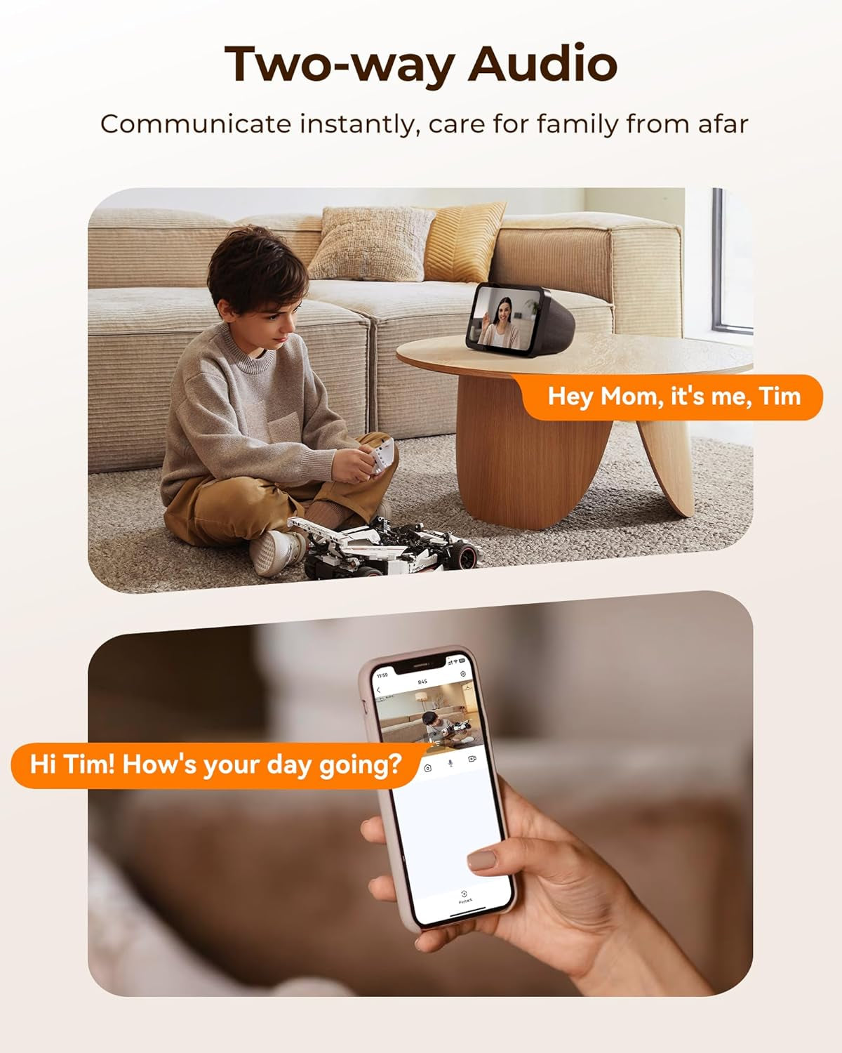 Home Security Camera R4S 4MP Wifi IP Camera,Wireless Baby Monitor with AI Human Detection Sound Detection 33Ft Night Vision 2 Way Audio Camera Compatible with Alexa Black