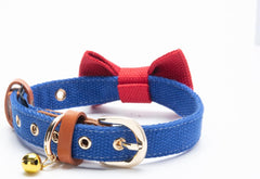 Soft & Comfy Cute Adjustable Leather Dog Collar and Cat Collar with Pink Bow Tie for Small Medium Dog and Cat
