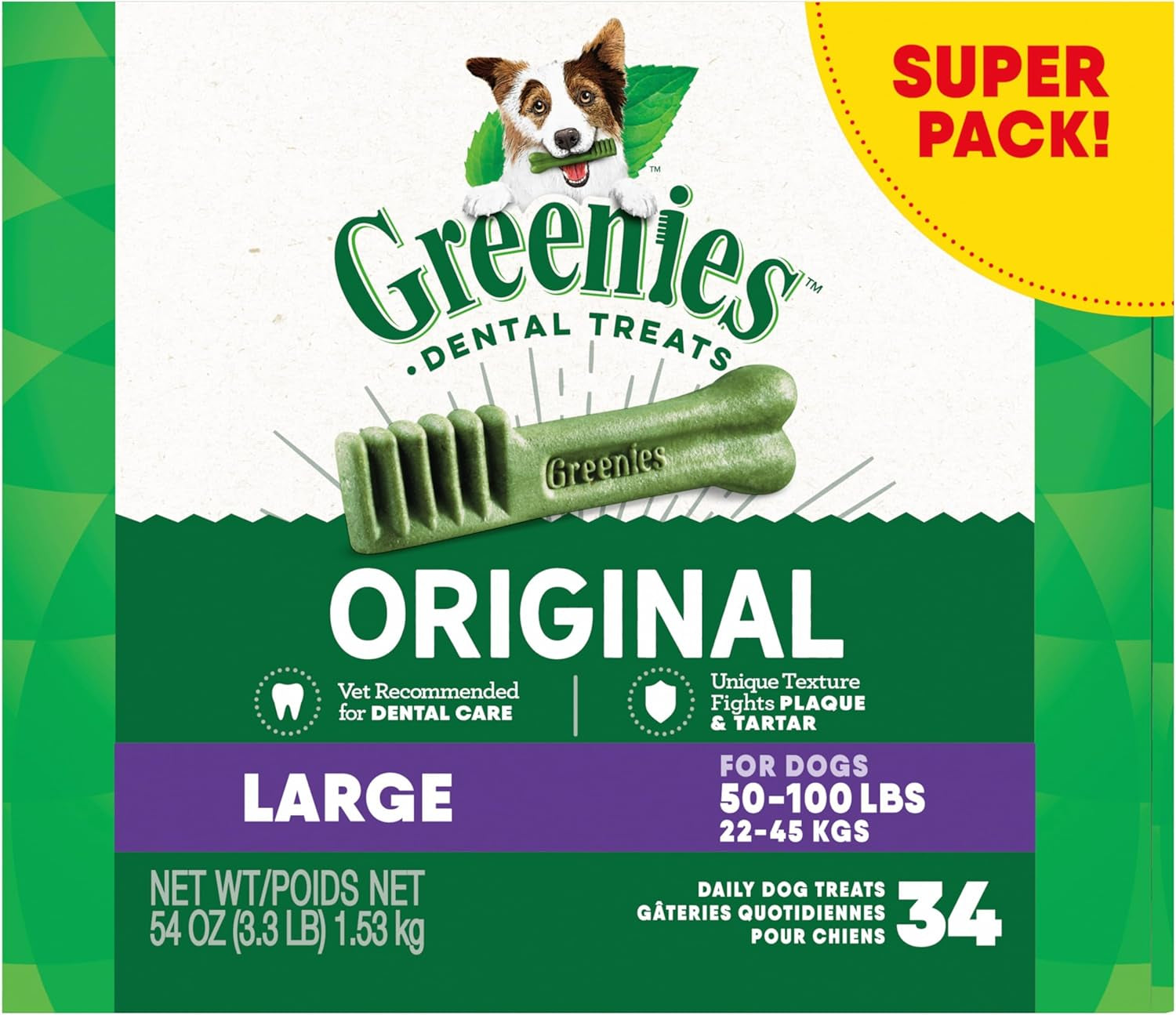 Original Large Dental Dog Treats, 6 Oz. Pack (4 Treats)