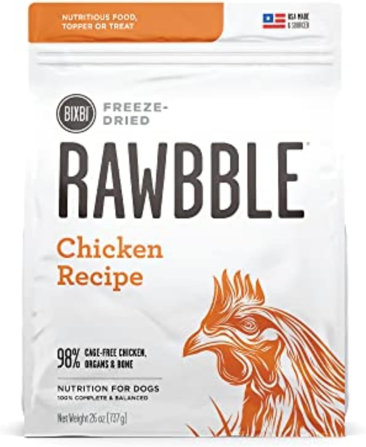 Rawbble Freeze Dried Dog Food, Pork Recipe, 26 Oz - 97% Meat and Organs, No Fillers - Pantry-Friendly Raw Dog Food for Meal, Treat or Food Topper - USA Made in Small Batches