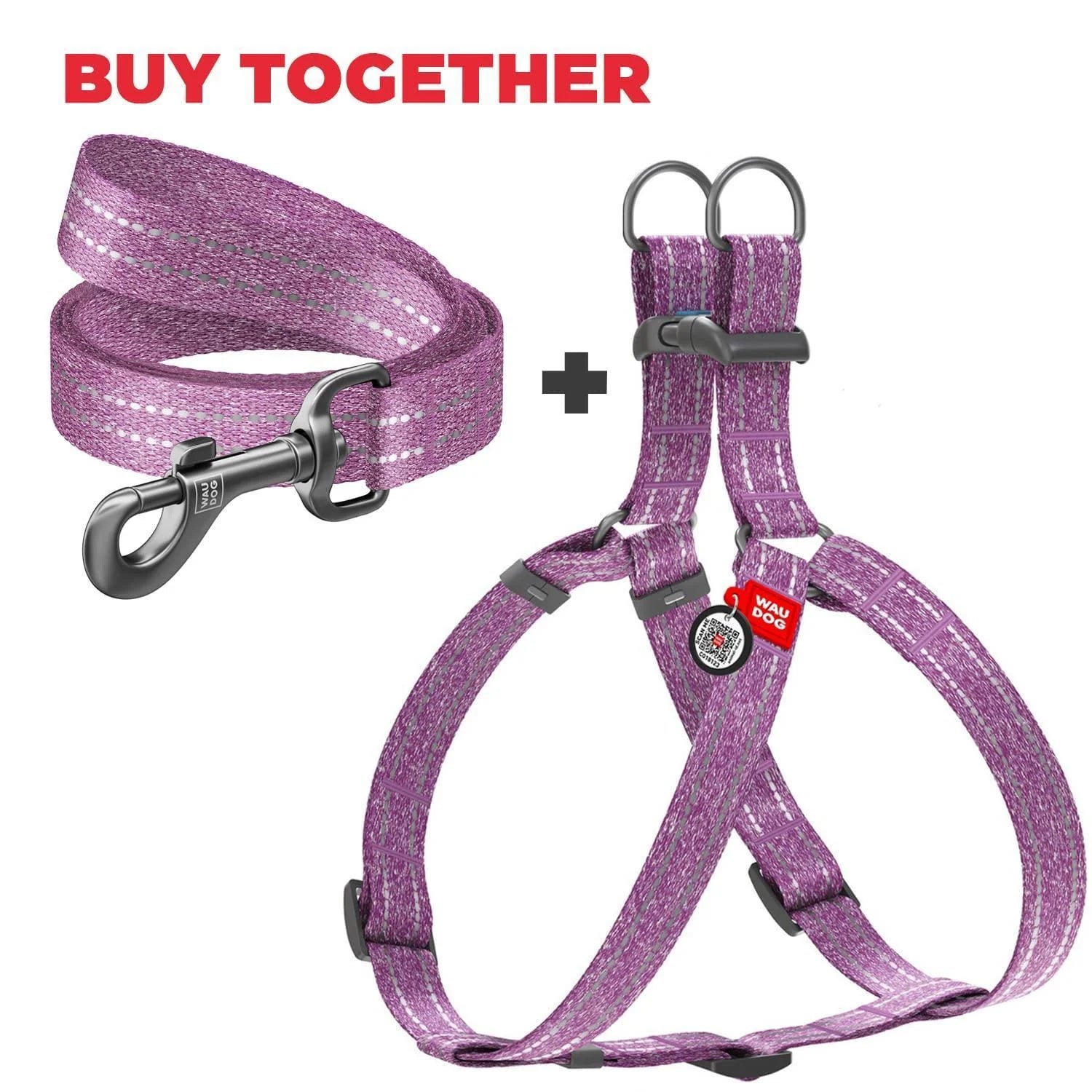 Purple Cotton Dog Harness Eco Friendly for Medium Dogs M Size 2332 Inch