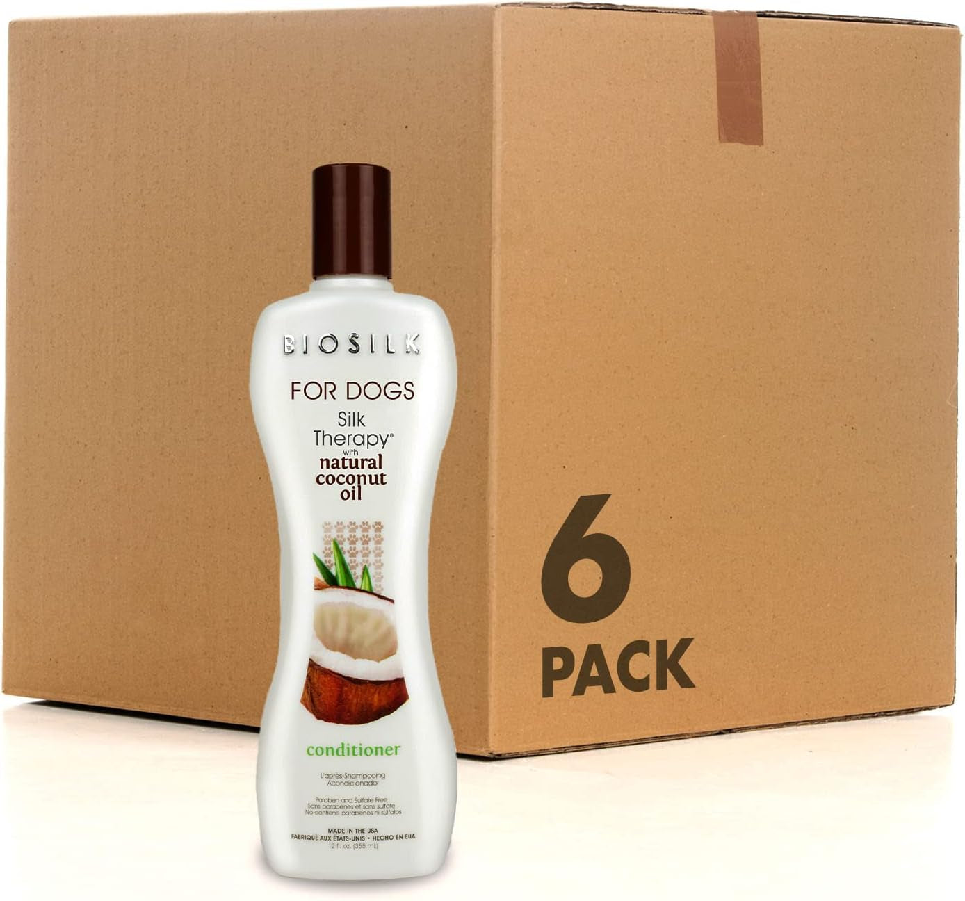 for Dogs Silk Therapy Conditioner with Natural Coconut Oil | Coconut Oil Dog Conditioner from  for Dogs | Pet Conditioner for Dogs, 12 Ounces,Beige