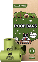 Pogi’S Dog Poop Bags – Leak-Proof & Extra Thick Pet Waste Bags (Unscented, 10 Rolls, 150-Count)