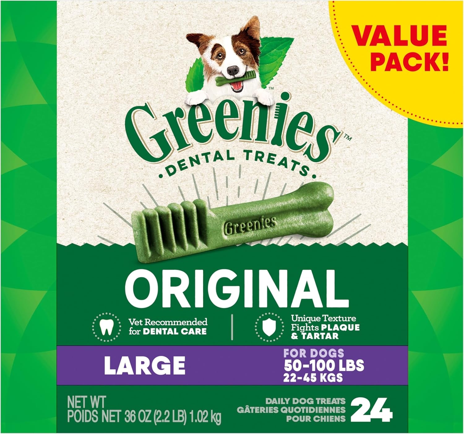 Original Large Dental Dog Treats, 6 Oz. Pack (4 Treats)