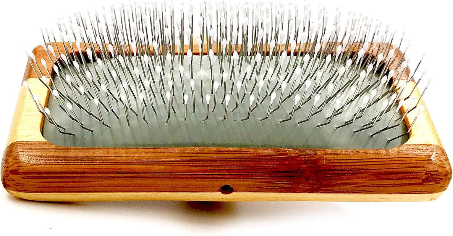 Premium Pet Bamboo Wood Cushion Slicker Brush for Cats & Dogs Grooming, Detangle, De-Shedding - Engineered to Remove Dead Hair, Sustainable & Eco-Friendly Bamboo Material (Medium)