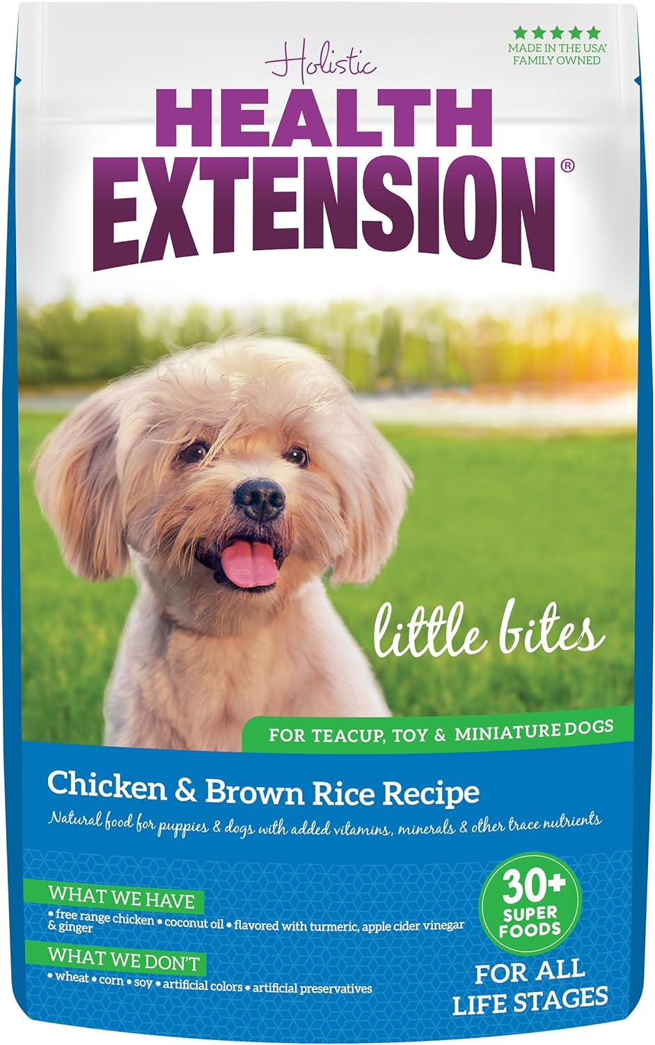 Little Bites Dry Dog Food for Small Breeds, Chicken & Brown Rice Recipe, with Probiotics & Superfoods for Digestion & Coat Health, 4 Lb Bag (Pack of 1)