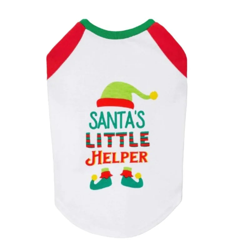Christmas Pet Costume Letter Graphic Pets Sleeveless Vest Soft round Neck Dog T-Shirt Cat Dog Clothes for Festival Party