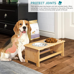Elevated Dog Bowls for Medium Dog Bowl Stand Bamboo Raised Dog Cat Bowl Food and Water Bowls Elevated Feeder with 2 Stainless Steel Bowls and anti Slip Feet - 4 Sizes for Small to Large Dogs