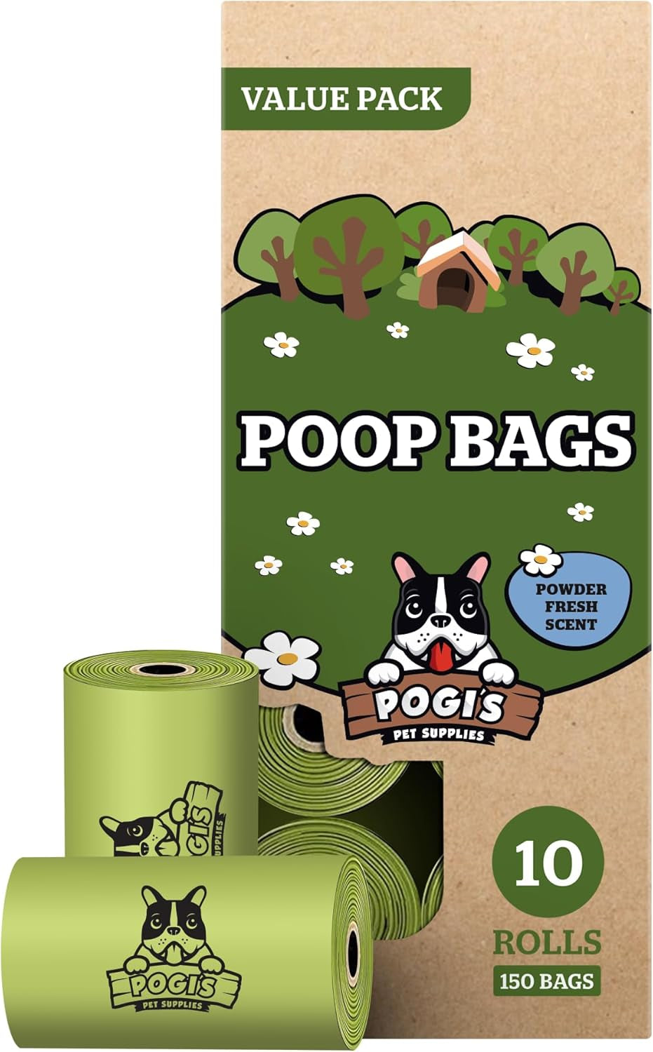 Pogi’S Dog Poop Bags – Leak-Proof & Extra Thick Pet Waste Bags (Unscented, 10 Rolls, 150-Count)