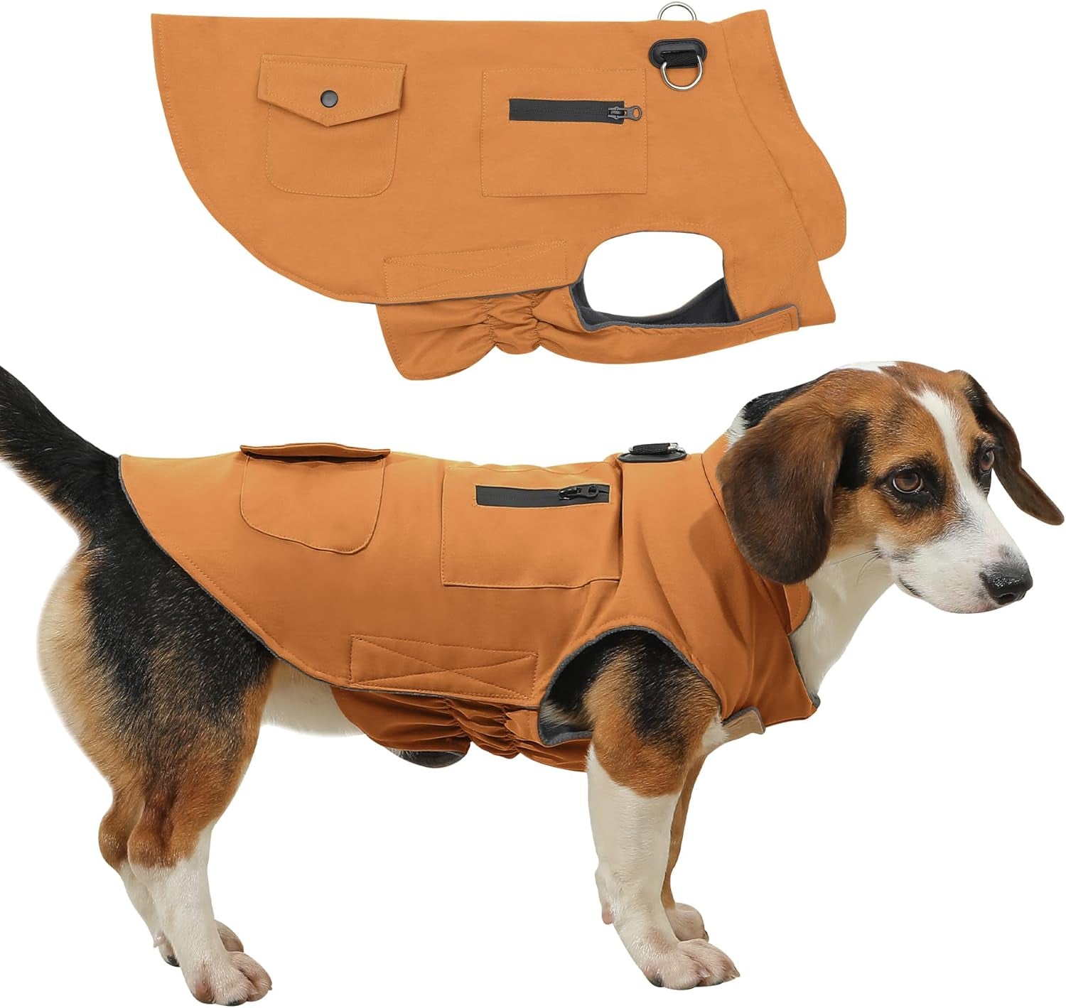 Workwear Style Dog Jacket with Built-in Harness