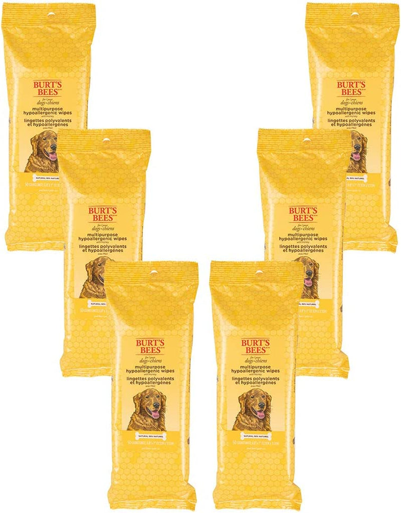 Multipurpose Dog Wipes with Honey, 98% Natural Origin Formulas, Hypoallergenic Dogs Wipe, Canine Cleaning Sheets for Paws and Butt, 3 Pk, 50Ct