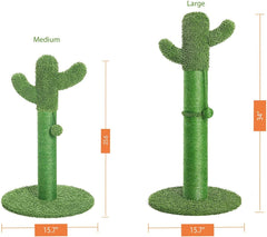 34" Cactus Cat Scratching Post with Dangling Ball for Cats Large Version Green