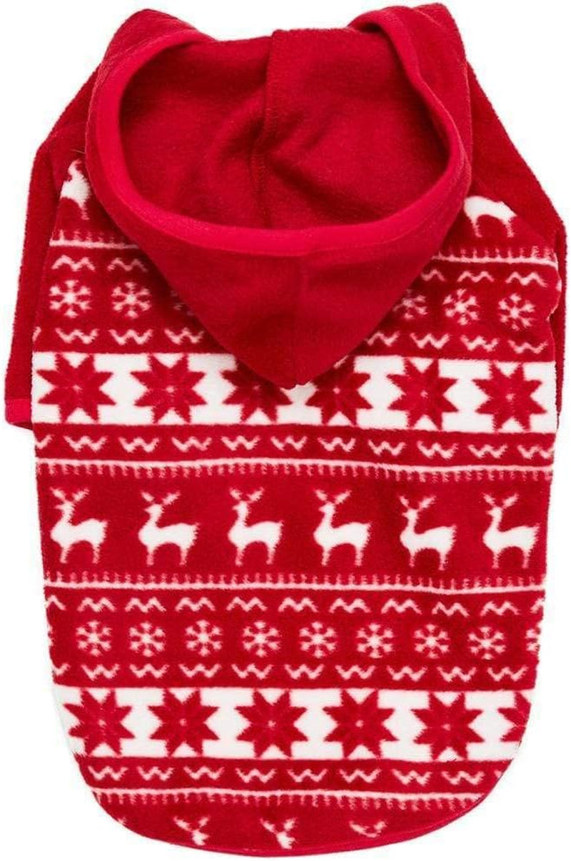 Ugly Christmas Sweater Hoodie, Soft Reindeer Snowflake Clothes, Holiday Christmas Sweater, 12" Hoodie for Small Dogs, Match Family Outfit, Award Winning