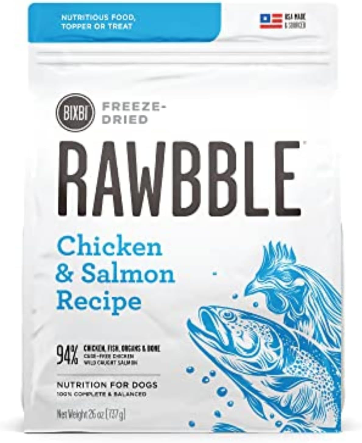 Rawbble Freeze Dried Dog Food, Pork Recipe, 26 Oz - 97% Meat and Organs, No Fillers - Pantry-Friendly Raw Dog Food for Meal, Treat or Food Topper - USA Made in Small Batches