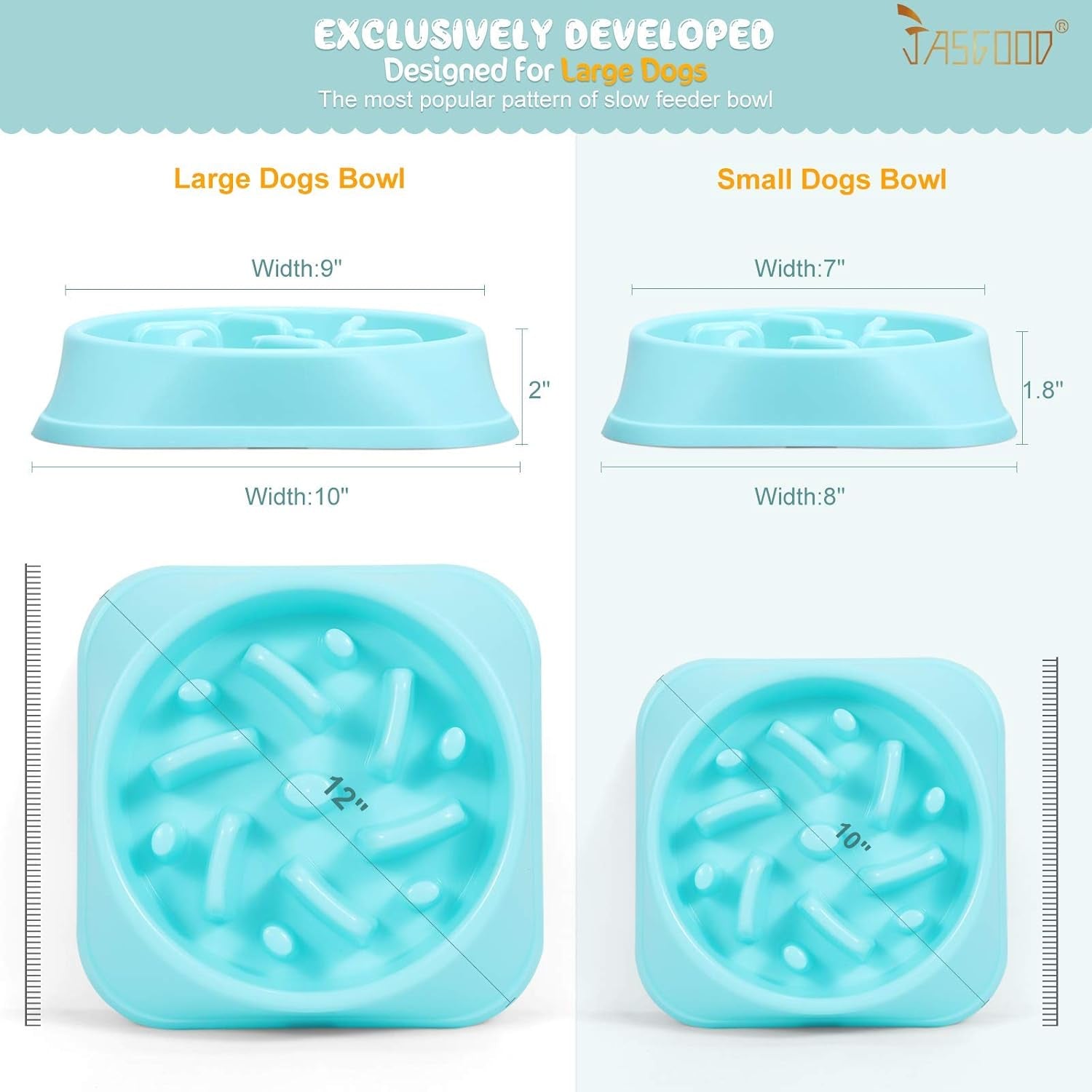 Slow Feeder Large Dog Bowls Slow Eating Pet Bowl Eco-Friendly Non-Toxic Preventing Choking Healthy Design Bowl for Large Dog Pet Stop Bloat Bowl（Blue）