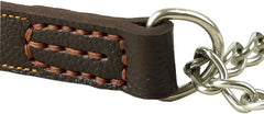 Leather Dog Martingale Choke Collar, Brown, Large