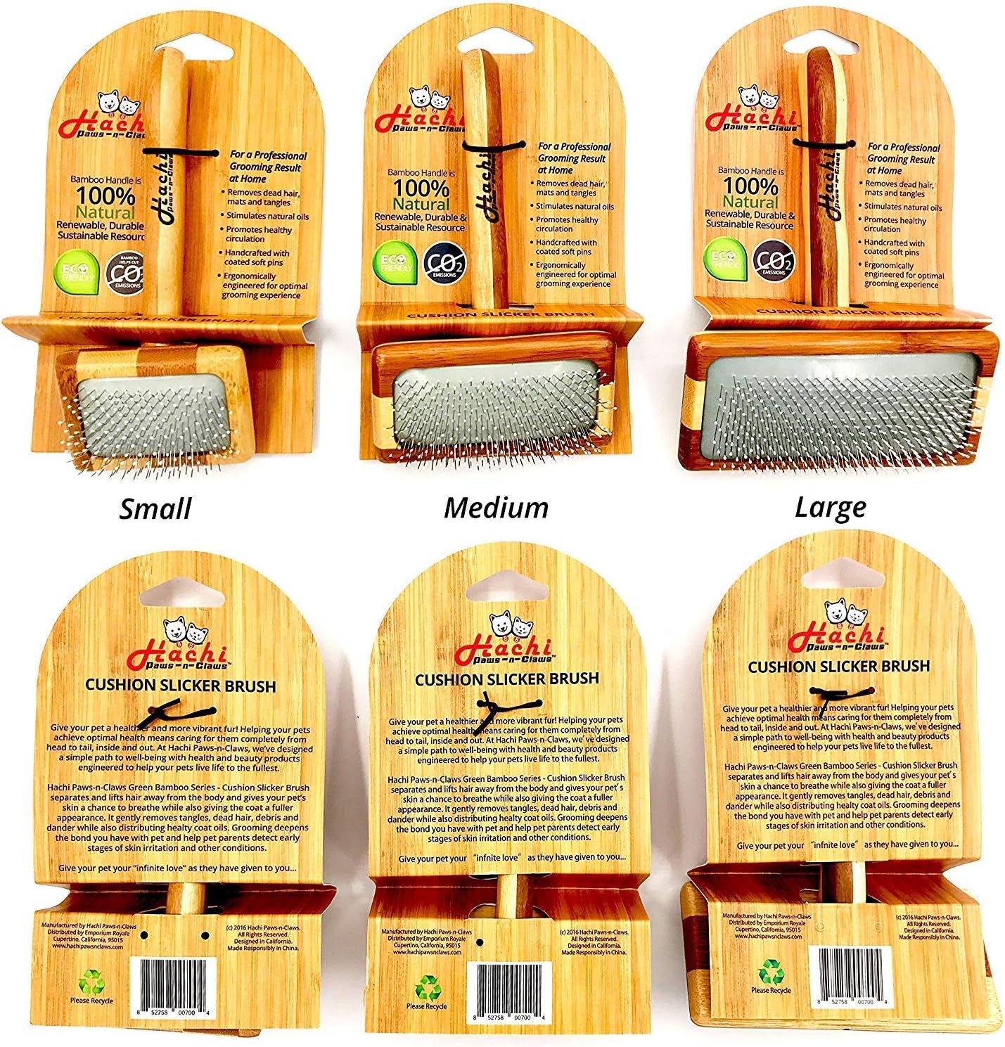 Premium Pet Bamboo Wood Cushion Slicker Brush for Cats & Dogs Grooming, Detangle, De-Shedding - Engineered to Remove Dead Hair, Sustainable & Eco-Friendly Bamboo Material (Medium)