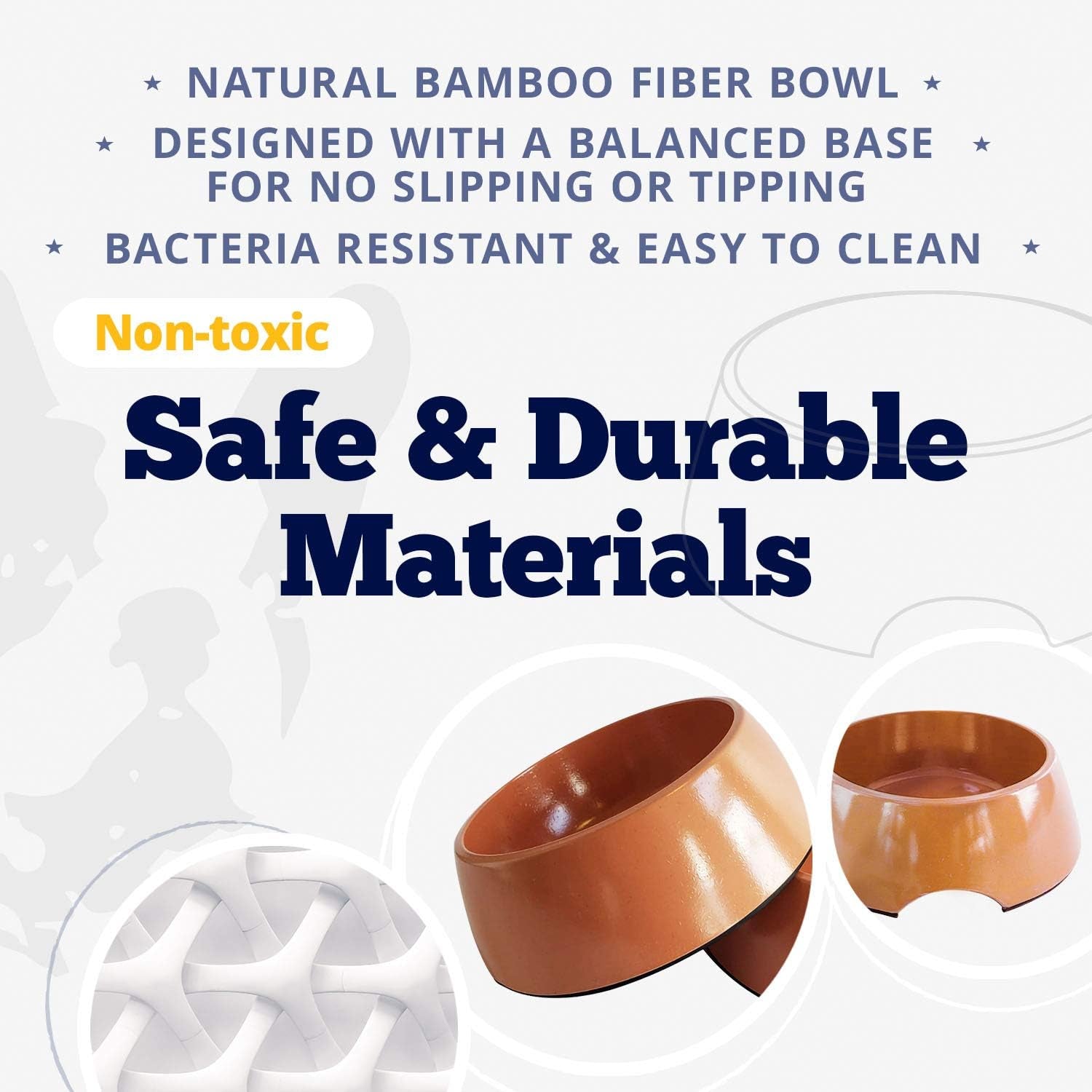 Dog Bowls, Set of 2 Non Skid Bamboo Bowls for Puppies and Dogs, 32Oz Each, Coral