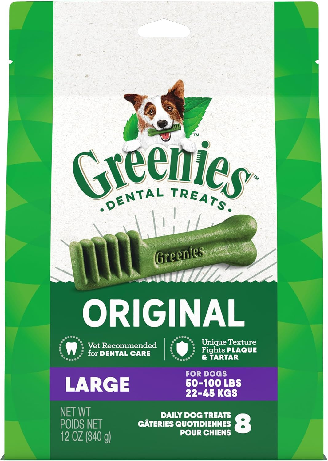Original Large Dental Dog Treats, 6 Oz. Pack (4 Treats)